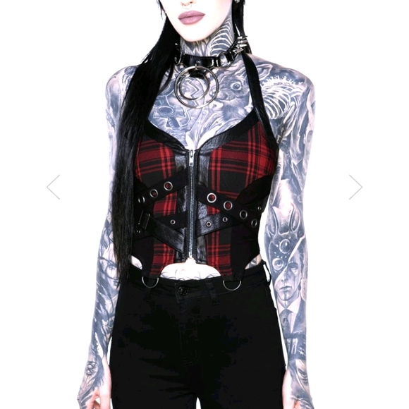 Killstar Tops - Cadaver Zip Top - Tartan